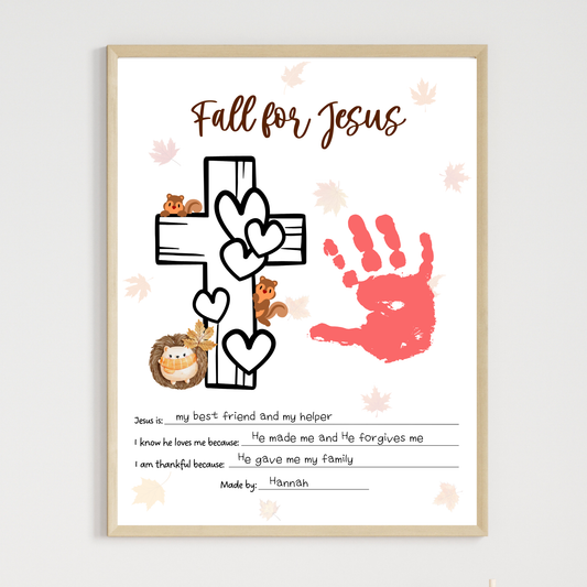 Fall for Jesus Christian Handprint Craft Printable for Kids