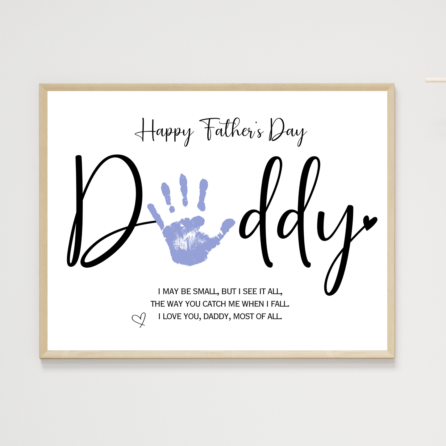 Happy Father's Day Daddy Handprint Craft Printable, DIY Art Gift for Dad Keepsake