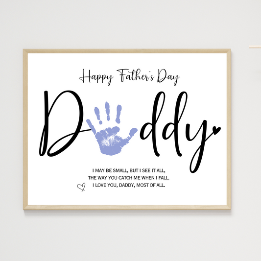 Happy Father's Day Daddy Handprint Craft Printable, DIY Art Gift for Dad Keepsake