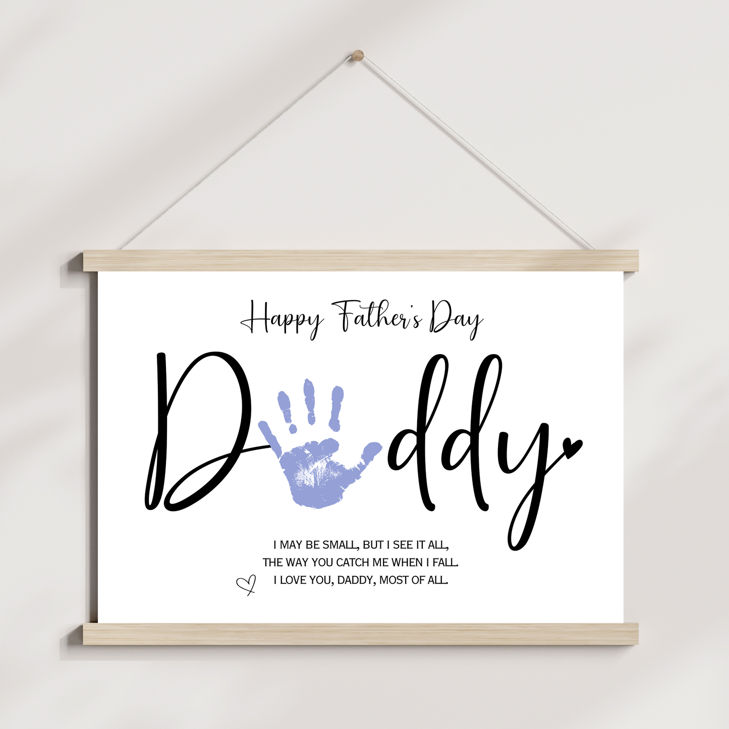 Happy Father's Day Daddy Handprint Craft Printable, DIY Art Gift for Dad Keepsake