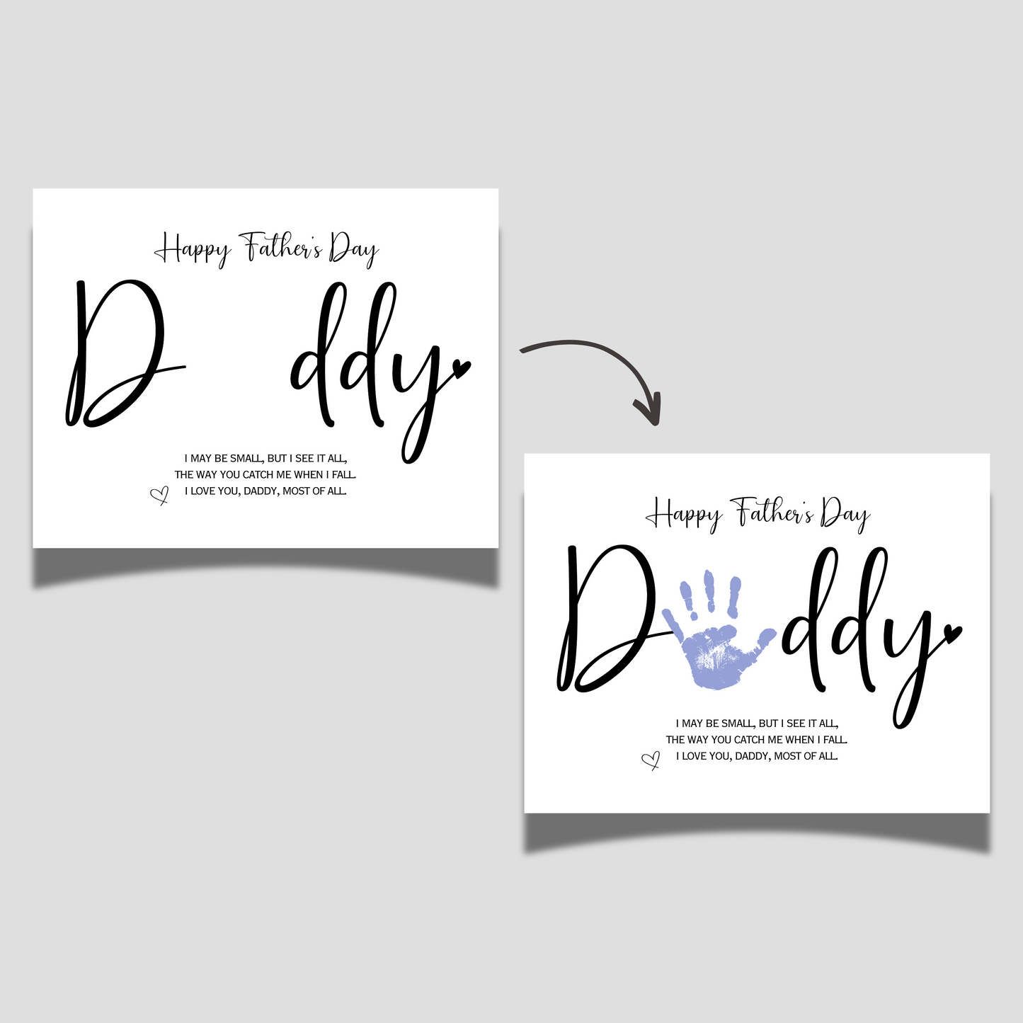 Happy Father's Day Daddy Handprint Craft Printable, DIY Art Gift for Dad Keepsake