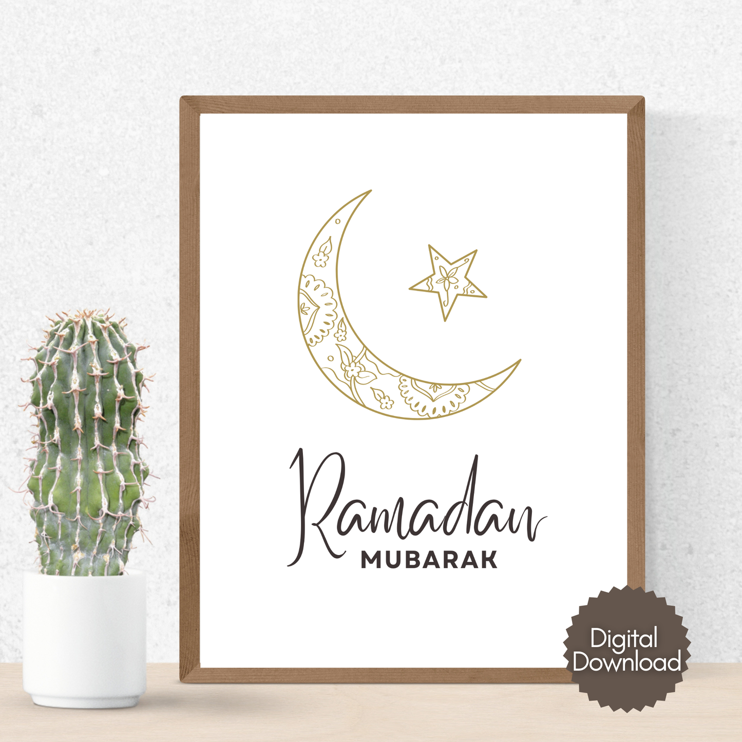 Ramadan Mubarak Crescent Moon Star Poster Printable