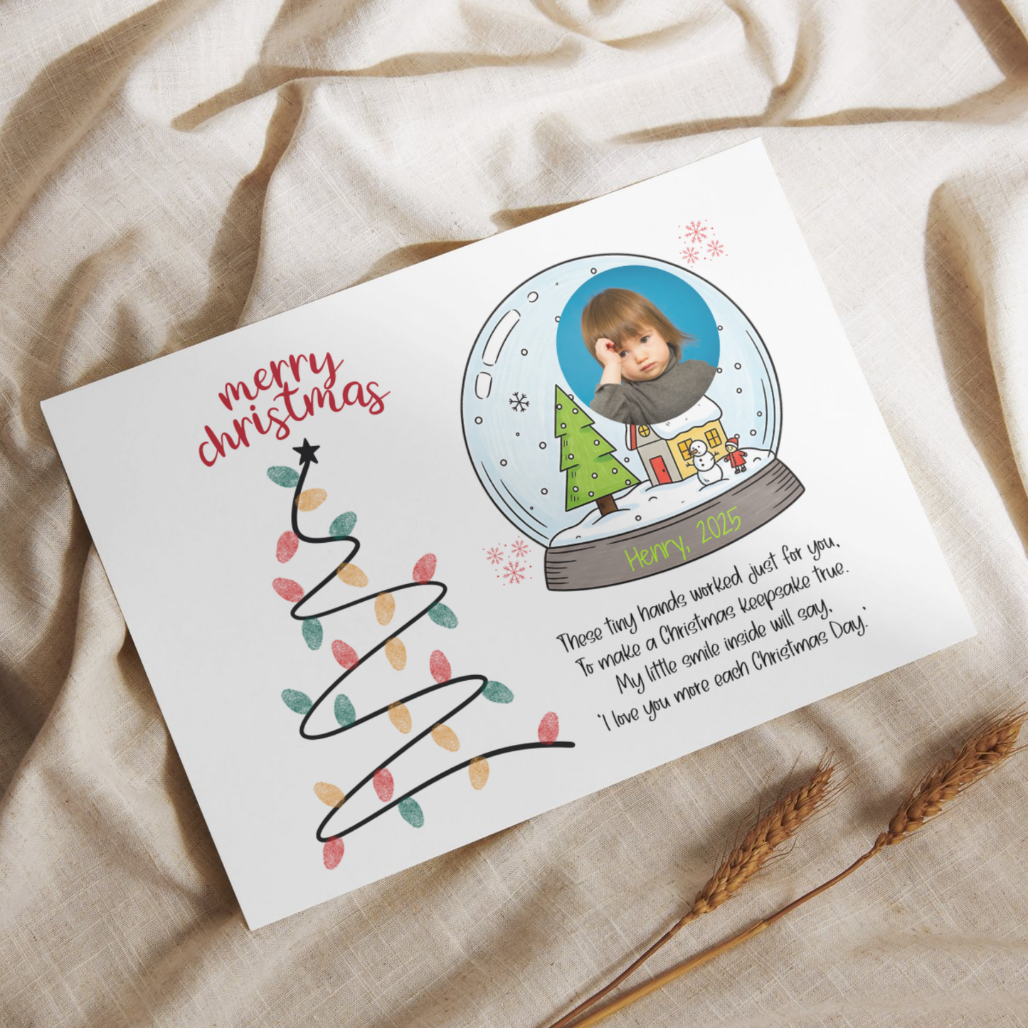 Christmas Poem Fingerprint Photo Craft Kids Printable