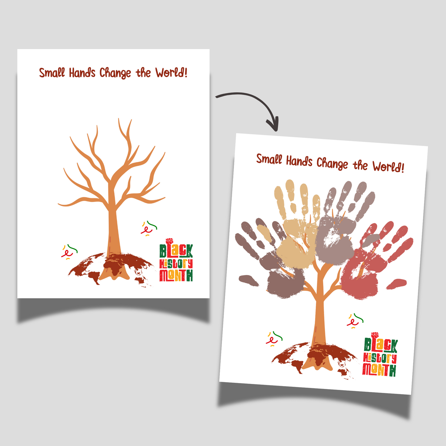 Small Hands Change the World Black History Month Handprint Craft Printable, DIY Art Kids Activity