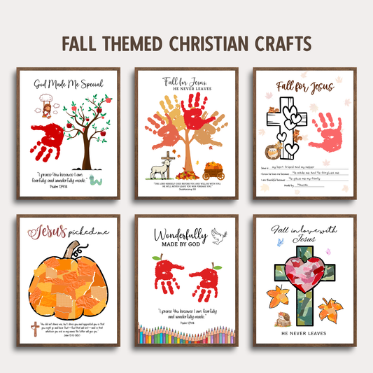 Fall Bible Handprint Crafts Printable for Kids Christian DIY Art