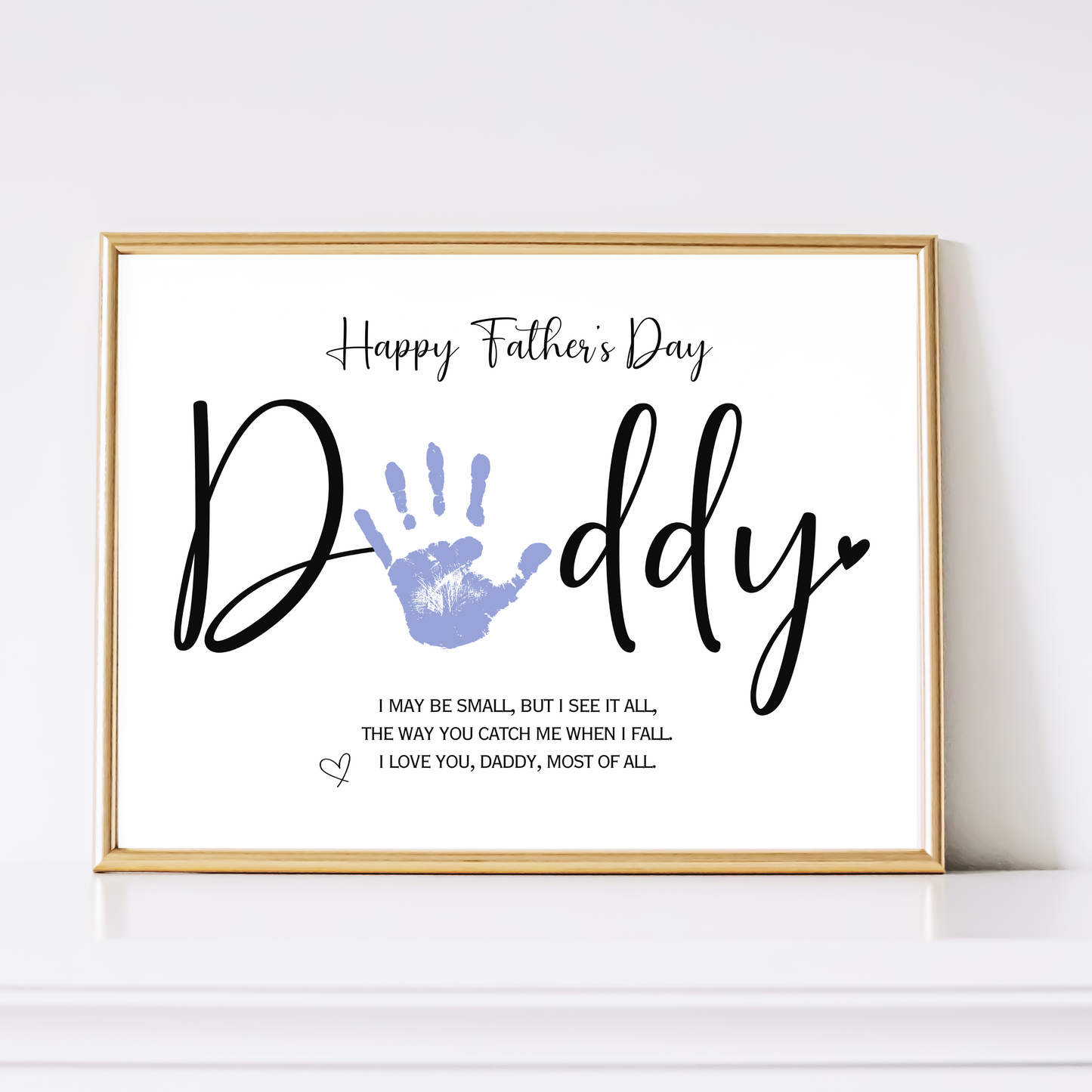 Happy Father's Day Daddy Handprint Craft Printable, DIY Art Gift for Dad Keepsake