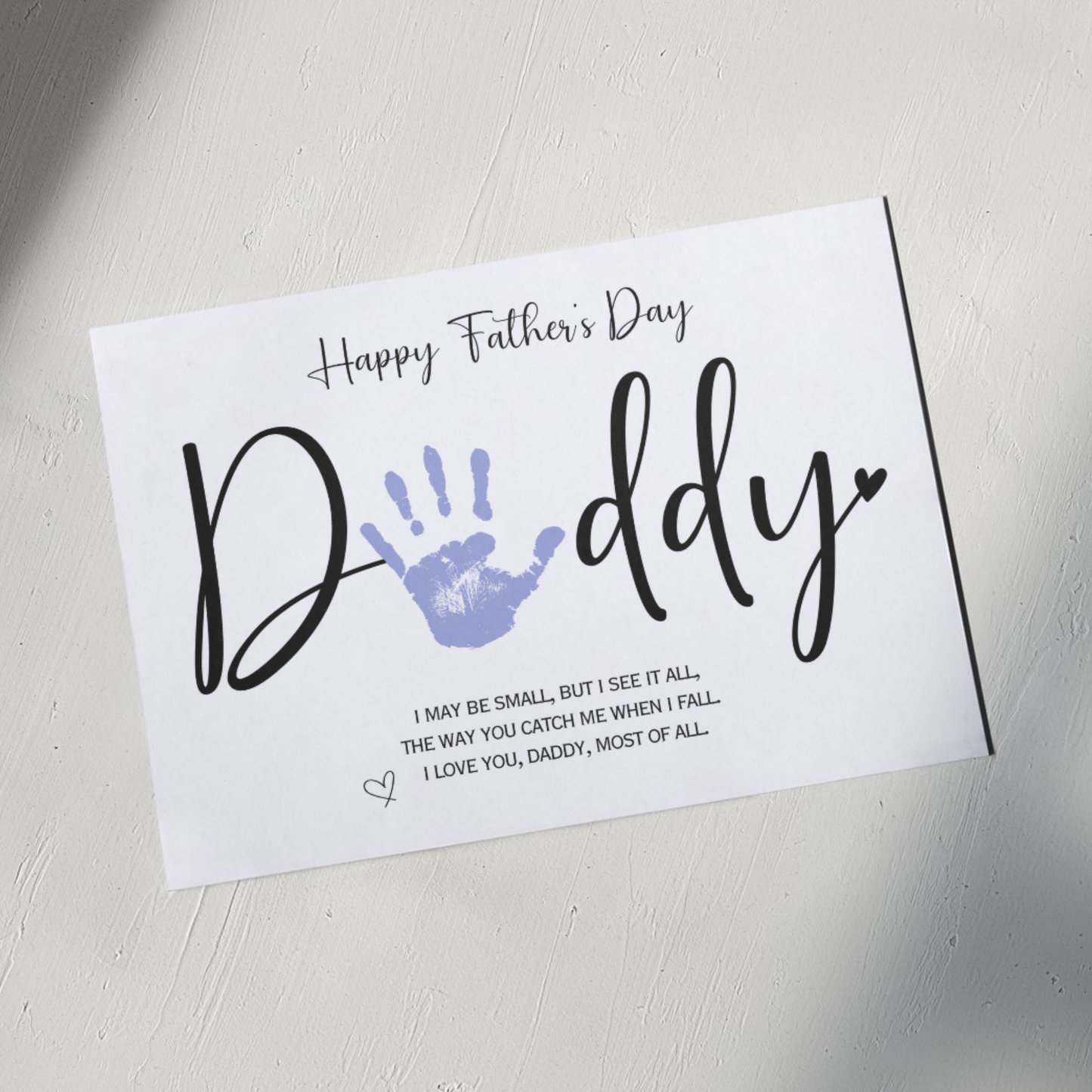 Happy Father's Day Daddy Handprint Craft Printable, DIY Art Gift for Dad Keepsake