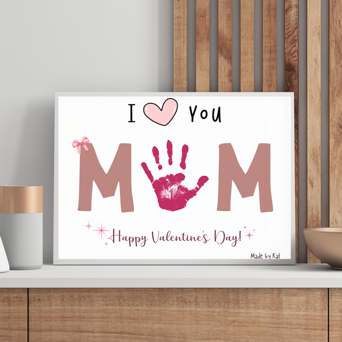 Valentines Day Handprint Holiday Crafts Printable Gift Cute DIY Mom Art for Kids Daycare Preschool Activity