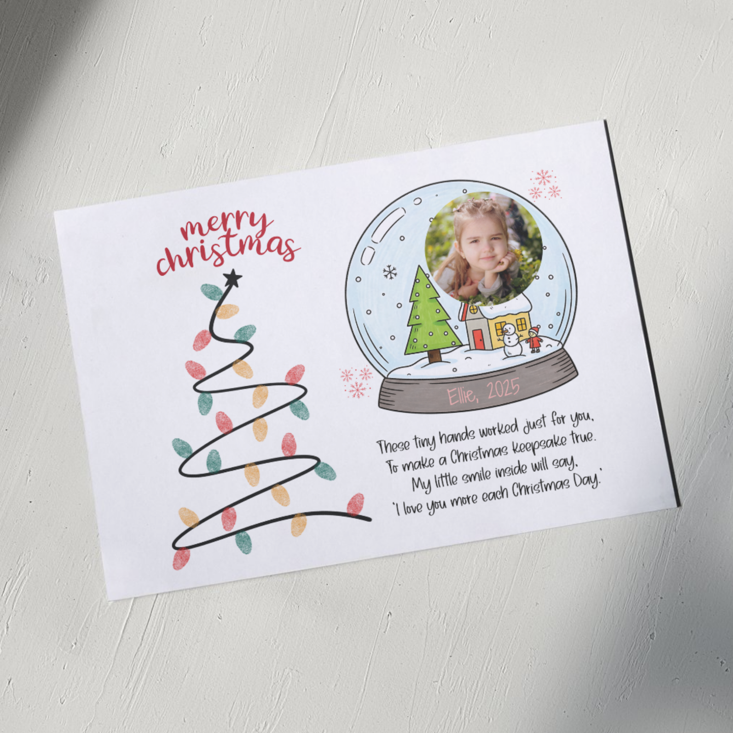 Christmas Poem Fingerprint Photo Craft Kids Printable