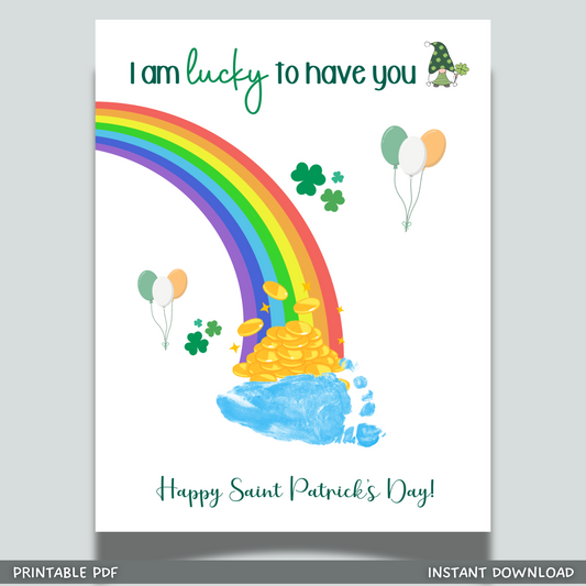 St Patricks Day Handprint Footprint Craft Printable, Art Activity for Kids Baby Toddler