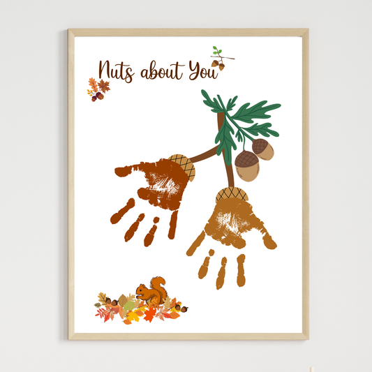 Nuts About You Fall Handprint Crafts, DIY Autumn Art Activity for Kids