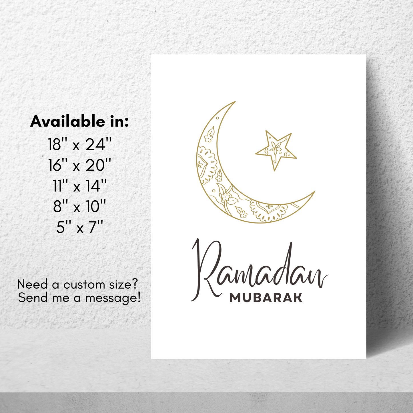 Ramadan Mubarak Crescent Moon Star Poster Printable