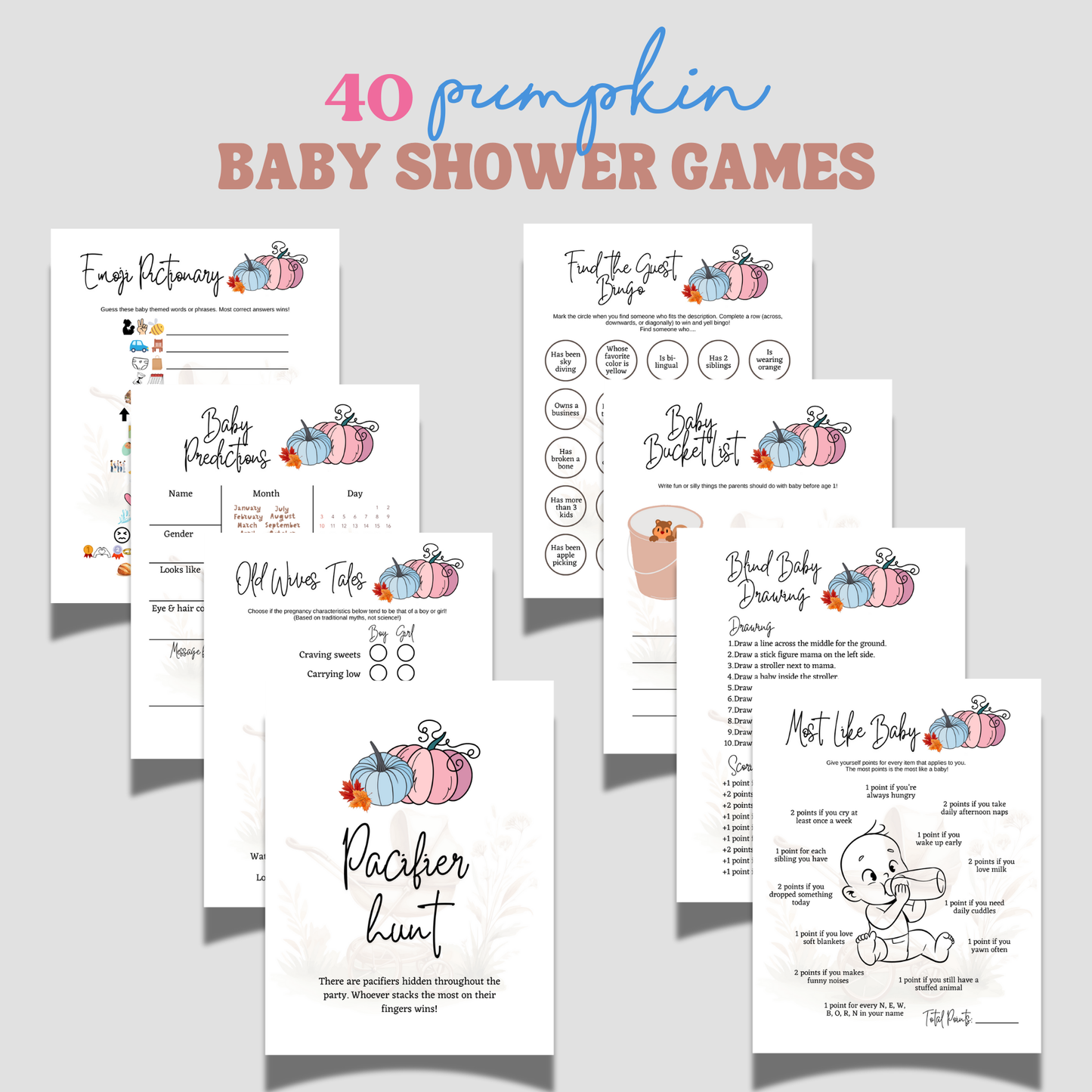 Little Pumpkin Baby Shower Games Fall Party Printable