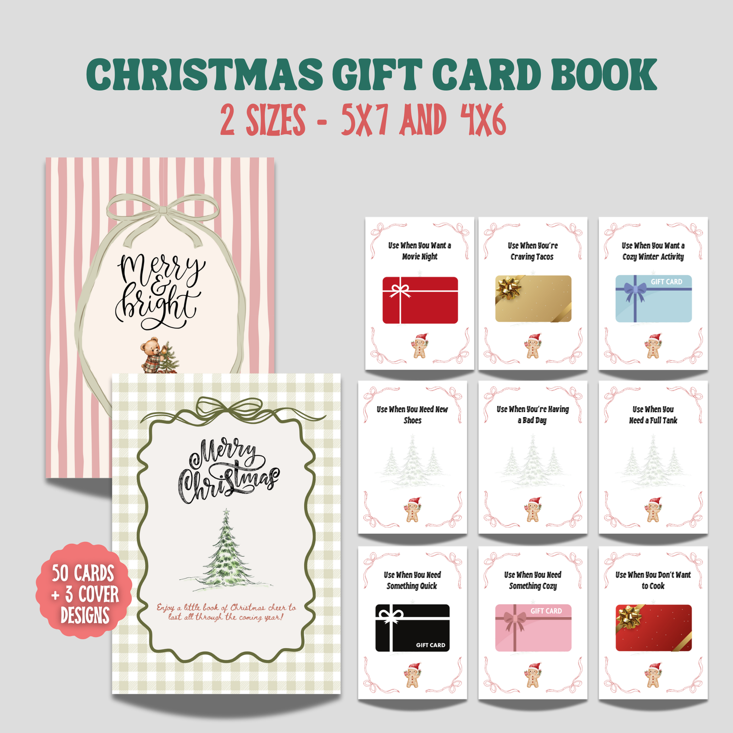 Christmas Gift Card Book Printable
