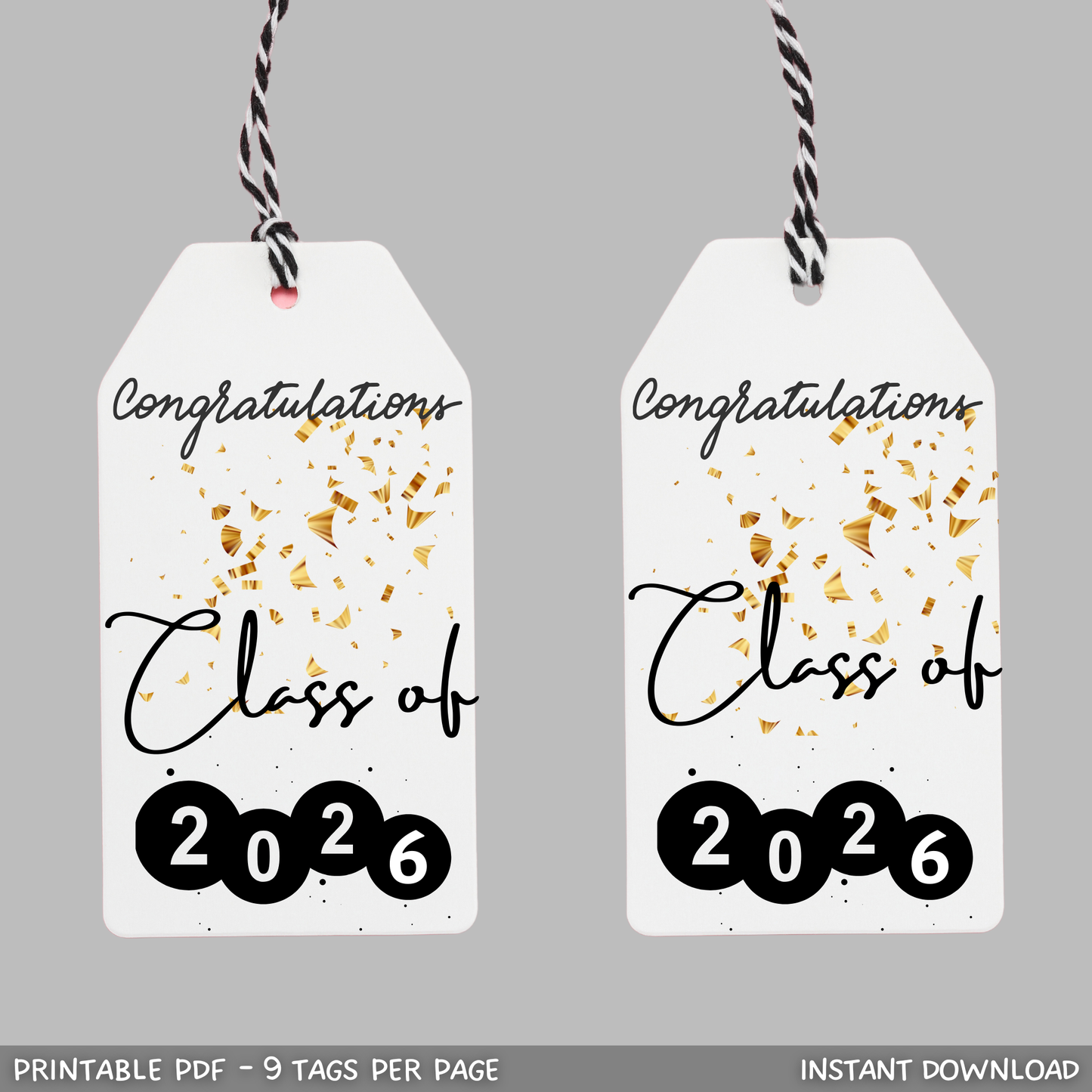 Printable Graduation Gift Tags, 2026 Congrats Grad Tags Simple