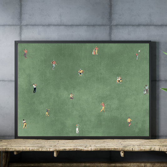 Tiny Golfers Poster Print Minimalist Wall Art Gift