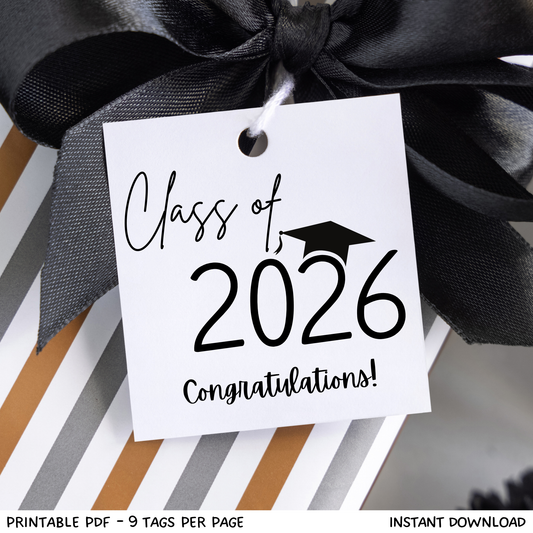 Class of 2026 Graduation Square Gift Tag Printable