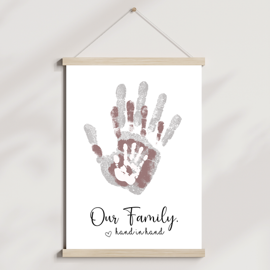 Family Handprint Craft Printable, DIY Art Mom Dad Baby Kids Toddler Activity