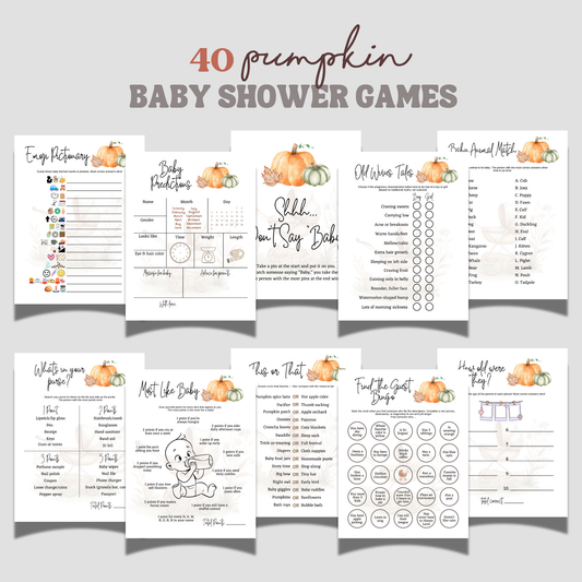 Pumpkin Baby Shower Games Printable, Fall Party Activity