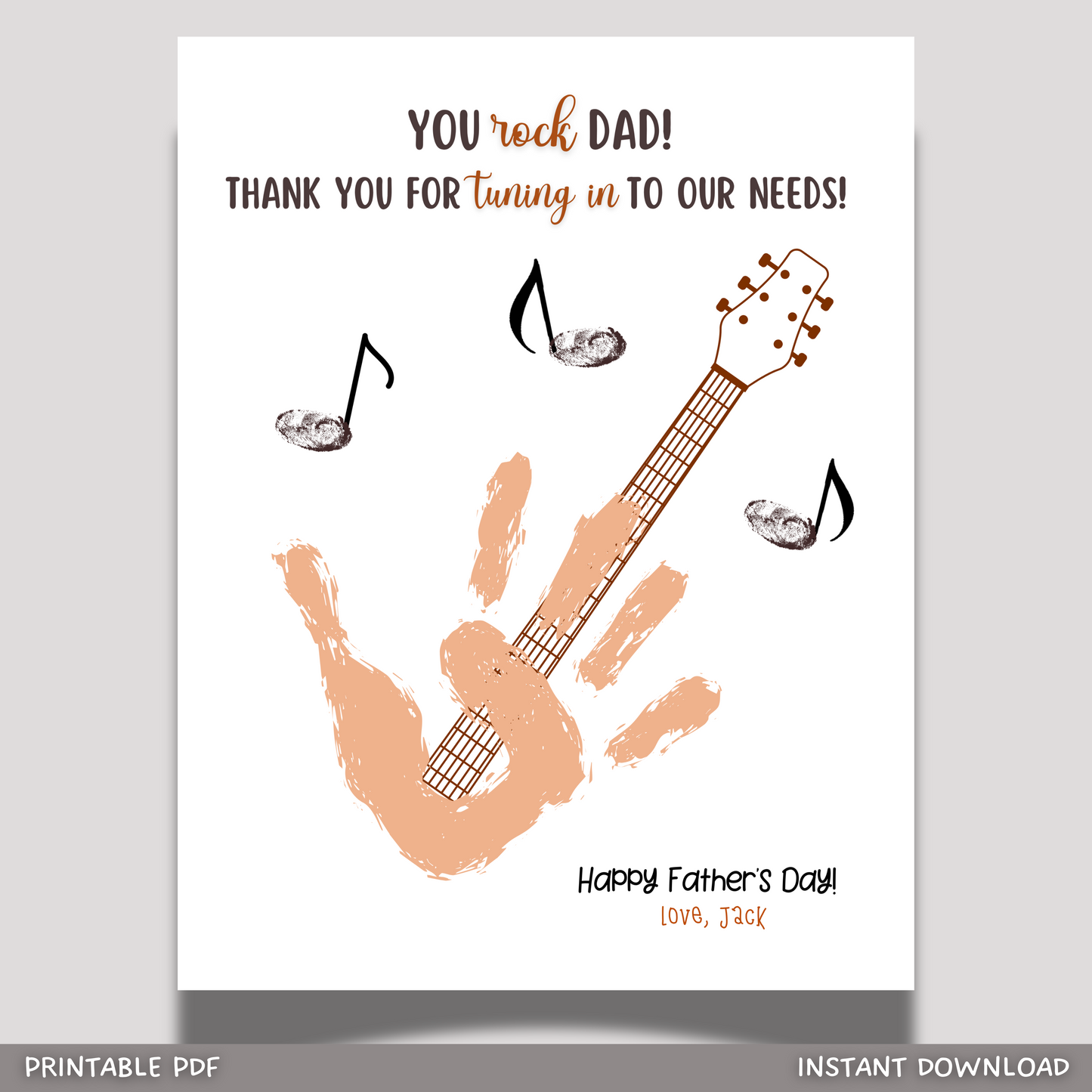 Father's Day Handprint Craft for Kids Printable DIY Dad Card Art Activity Personalized Birthday Gift from Baby Toddler Preschool Daycare