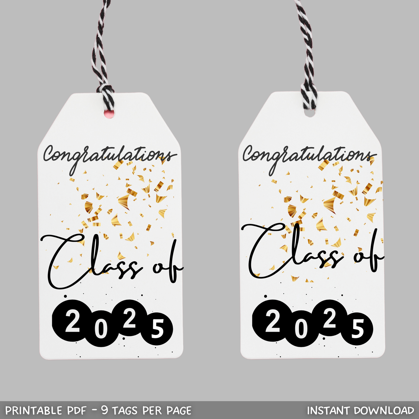 Printable Graduation Gift Tags, 2025 Congrats Grad Tags Simple