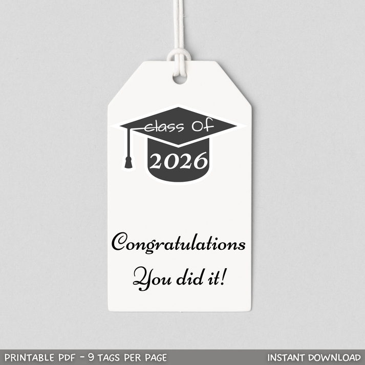 Graduation Gift Tags Printable, 2026 Congrats Grad Tags – Scribbled LLC