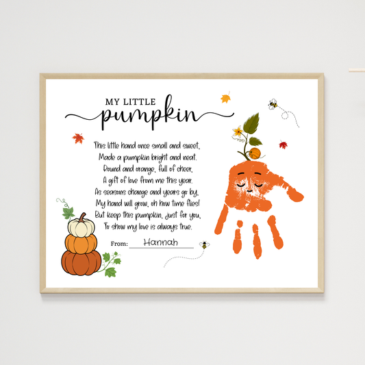 Pumpkin Poem Handprint Printable DIY Kids Craft