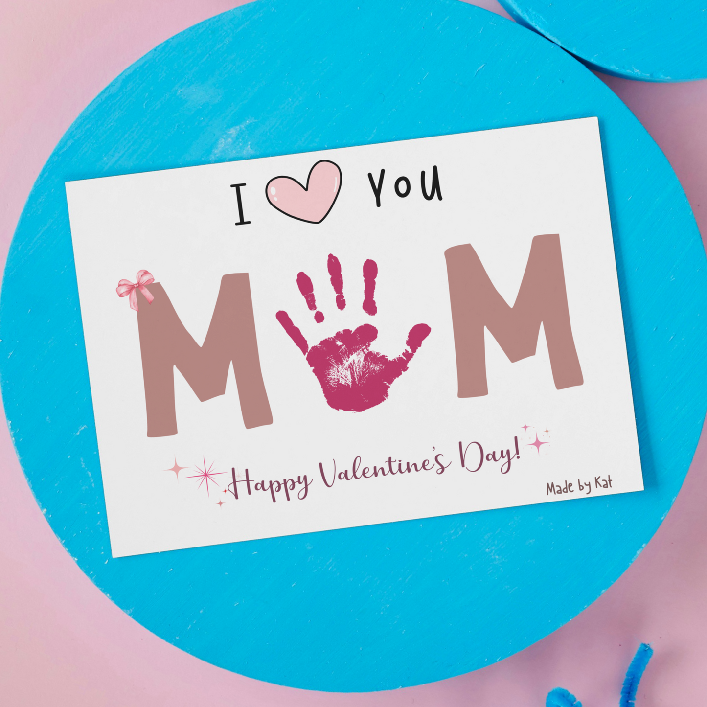 Valentines Day Handprint Holiday Crafts Printable Gift Cute DIY Mom Art for Kids Daycare Preschool Activity