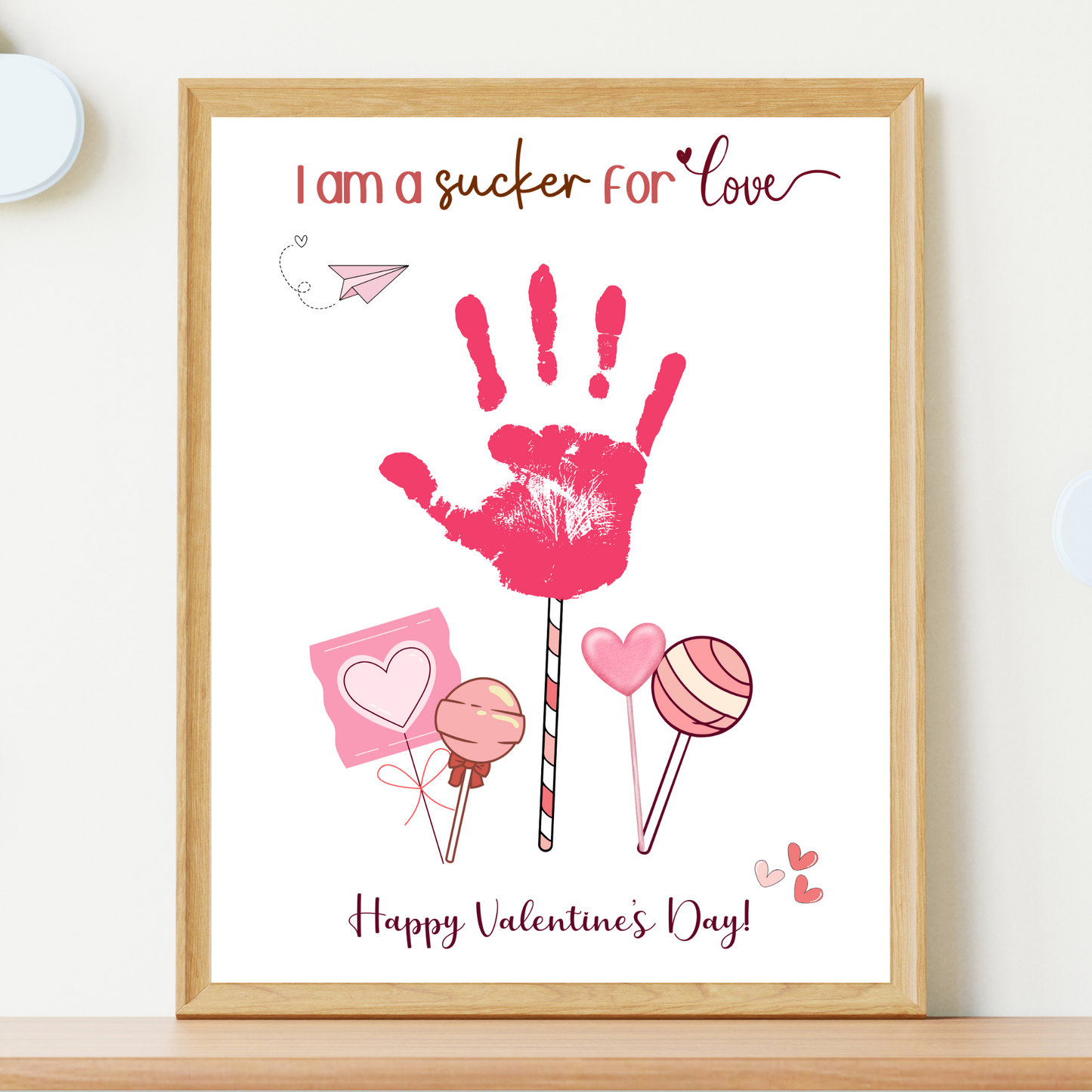 Valentines Day Handprint Holiday Crafts Printable DIY Candy Art for Kids Baby Toddler Activity Keepsake