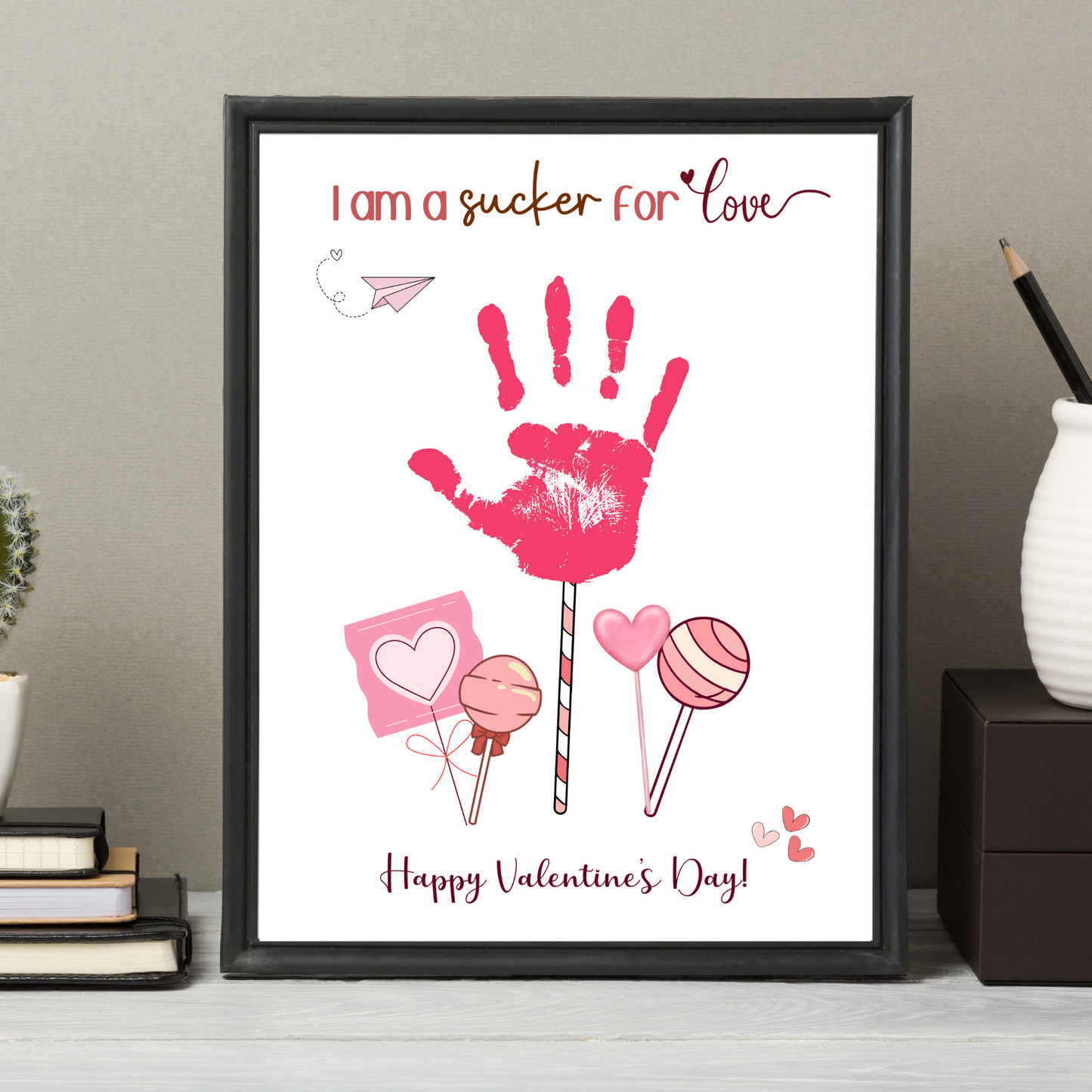 Valentines Day Handprint Holiday Crafts Printable DIY Candy Art for Kids Baby Toddler Activity Keepsake