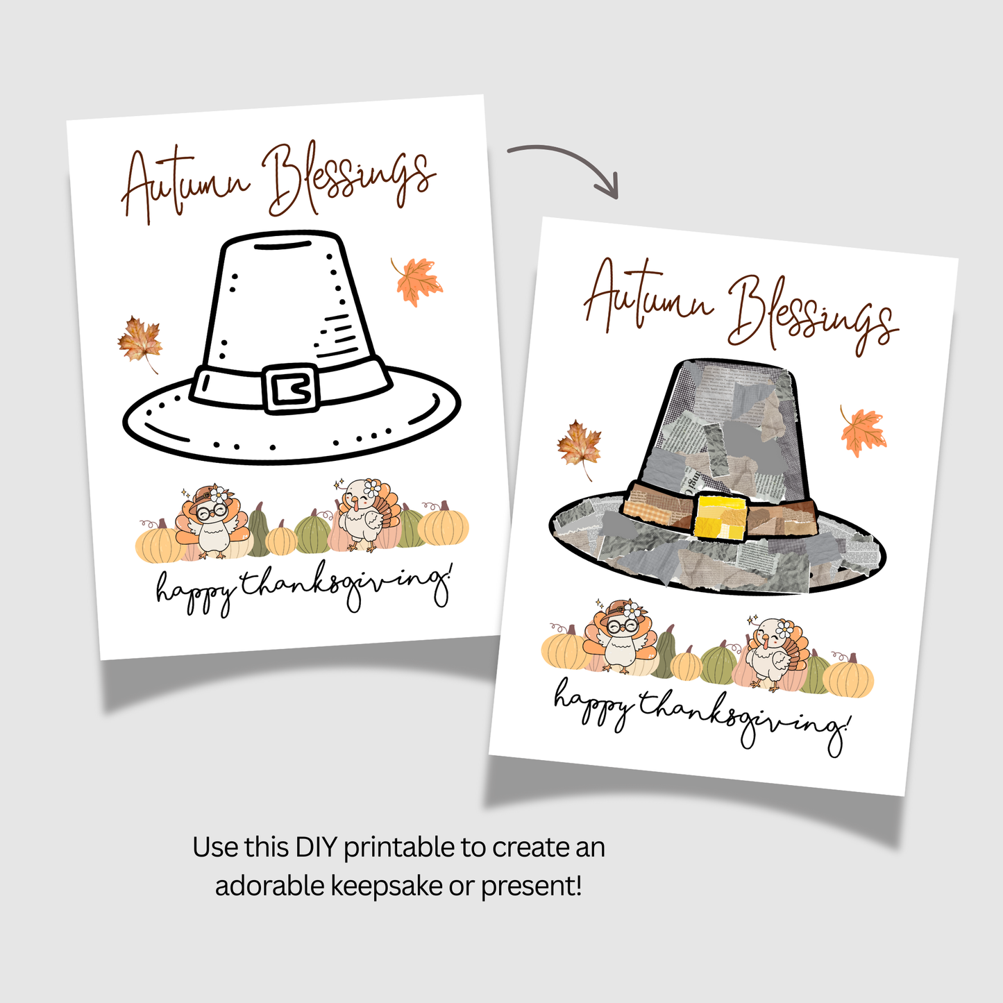 Happy Thanksgiving Craft for Kids Printable Autumn Art