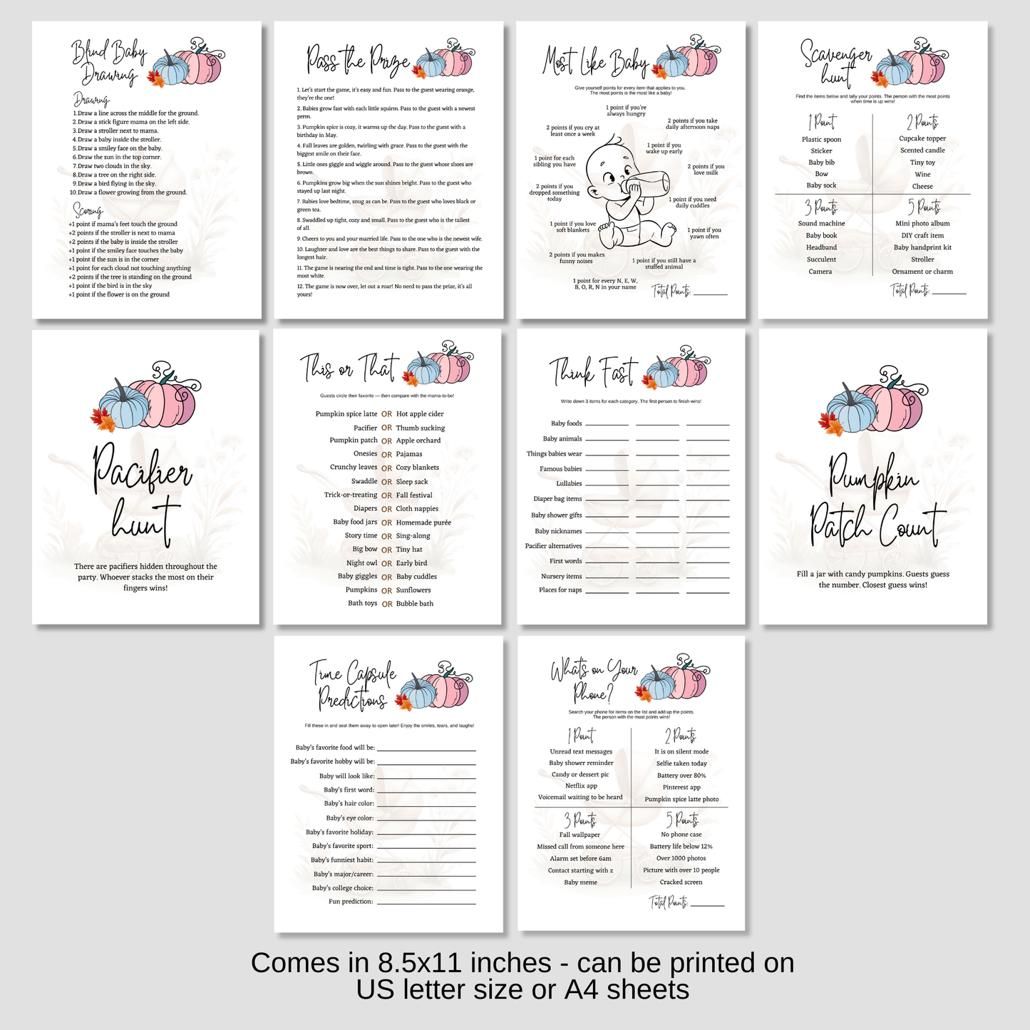 Little Pumpkin Baby Shower Games Fall Party Printable