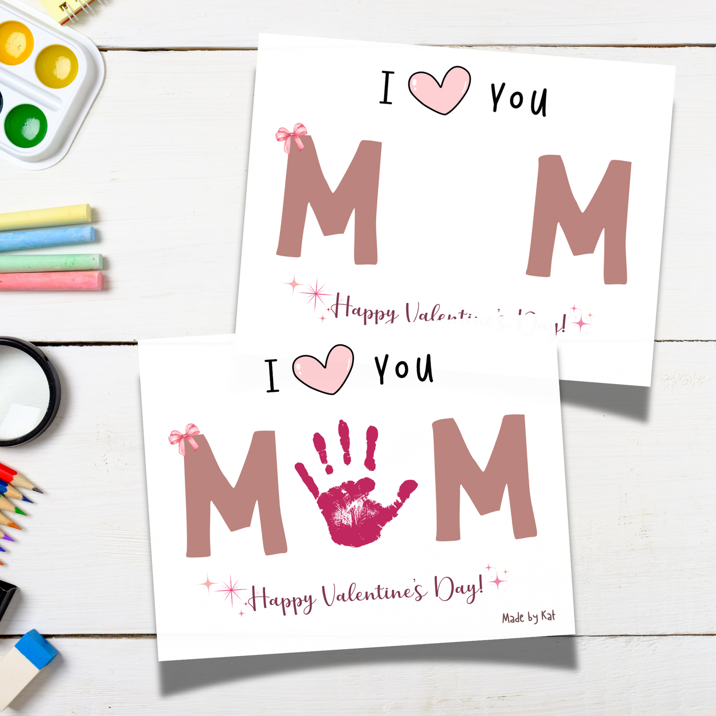 Valentines Day Handprint Holiday Crafts Printable Gift Cute DIY Mom Art for Kids Daycare Preschool Activity