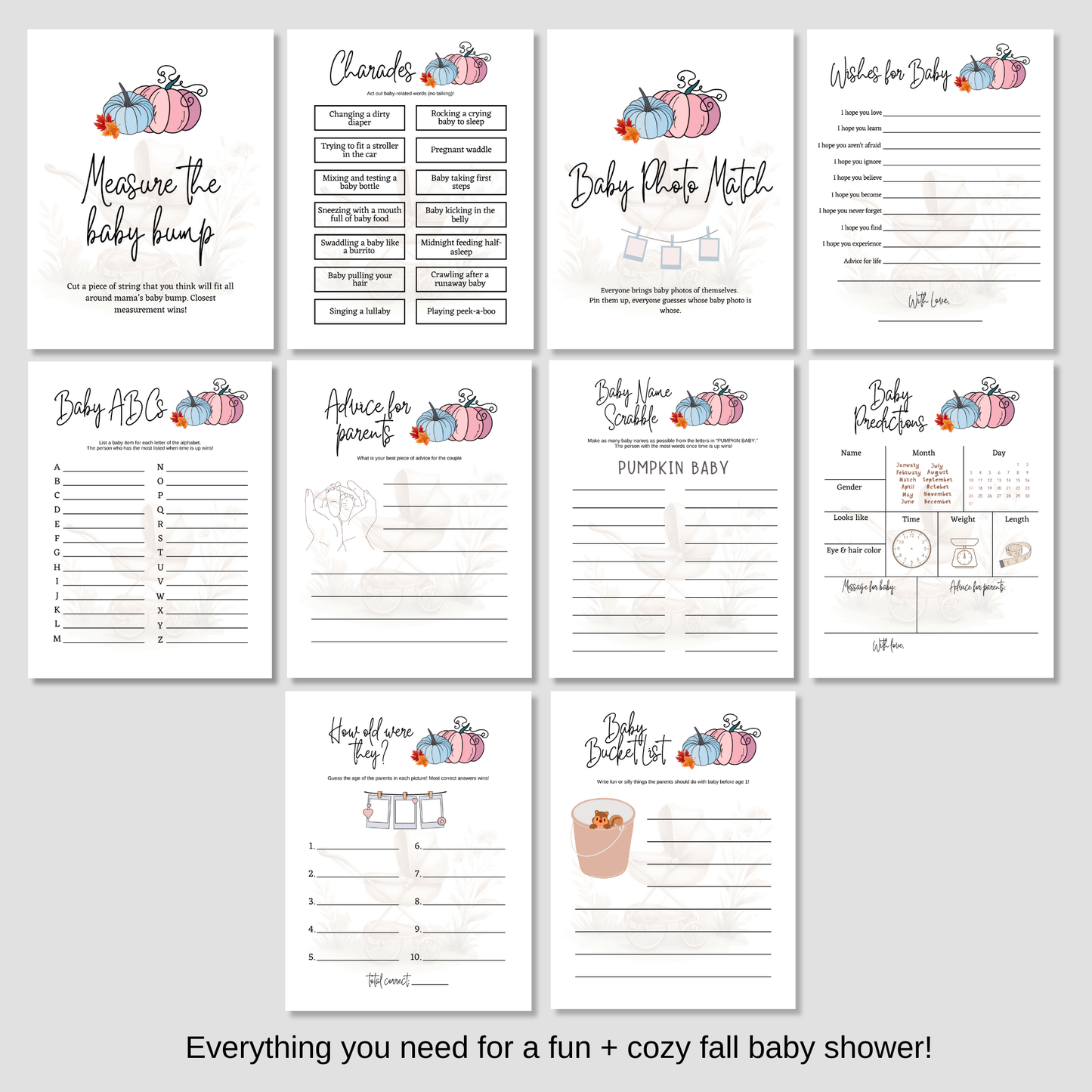 Little Pumpkin Baby Shower Games Fall Party Printable