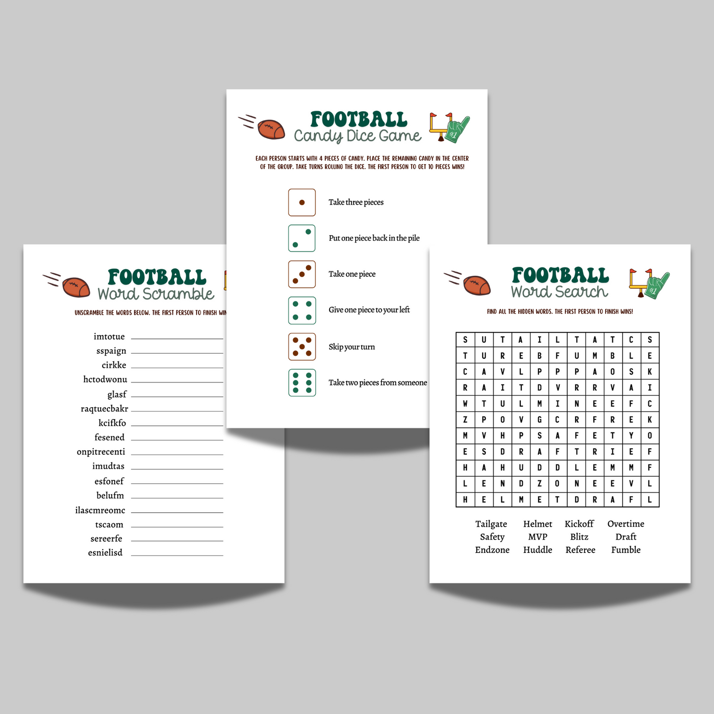 Football Party Games, 2025 The Big Game Super Sunday Activity for Kids & Adults, Tailgate Family Group Fantasy Activities Digital Download