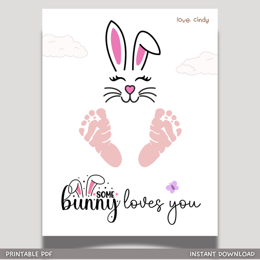 Easter Footprint Craft for Kids Printable, DIY Handprint Art Keepsake Activity Baby Toddler Preschool Kindergarten Pre-k