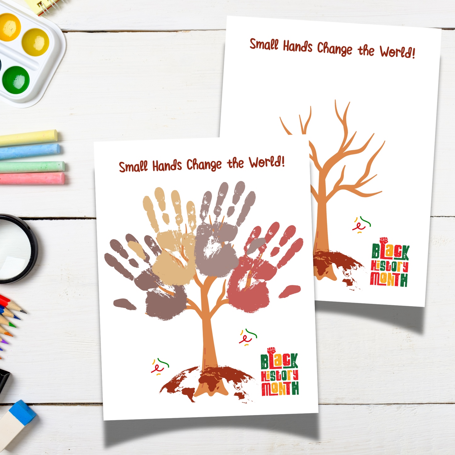 Small Hands Change the World Black History Month Handprint Craft Printable, DIY Art Kids Activity