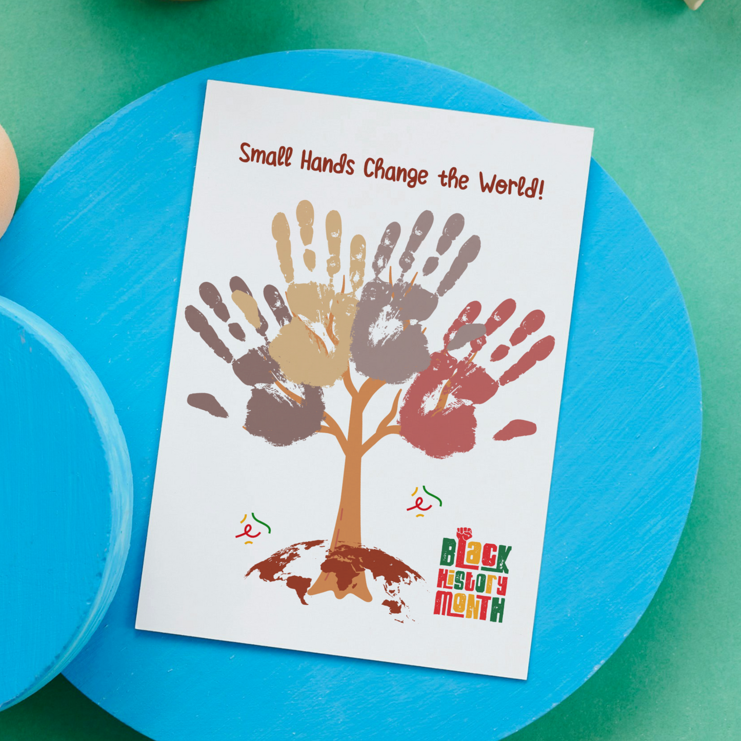 Small Hands Change the World Black History Month Handprint Craft Printable, DIY Art Kids Activity