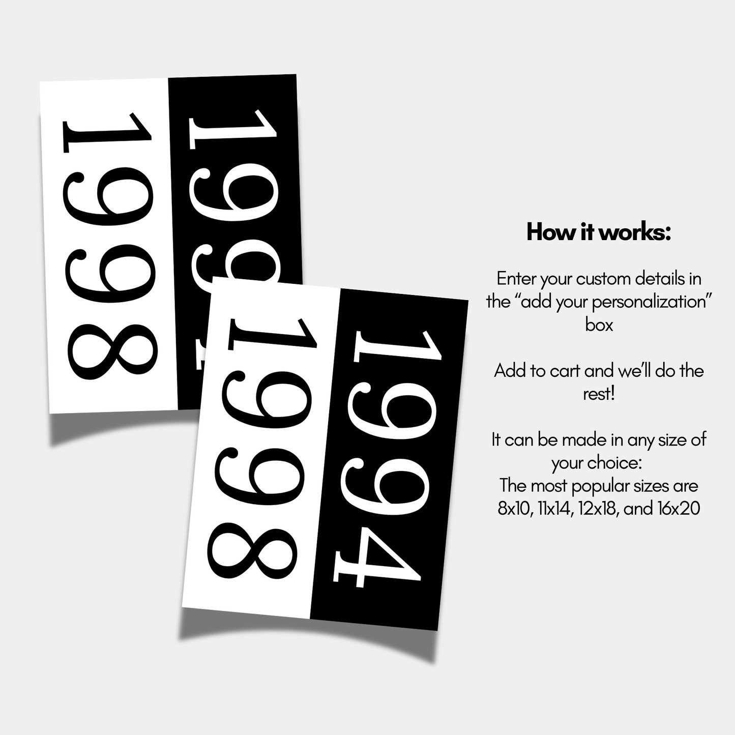Custom Year Poster Printable, Personalized Gift For Couple
