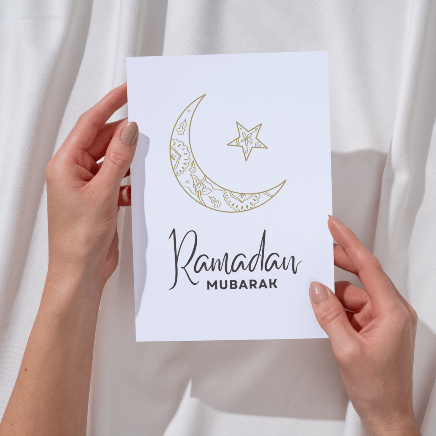 Ramadan Mubarak Crescent Moon Star Poster Printable