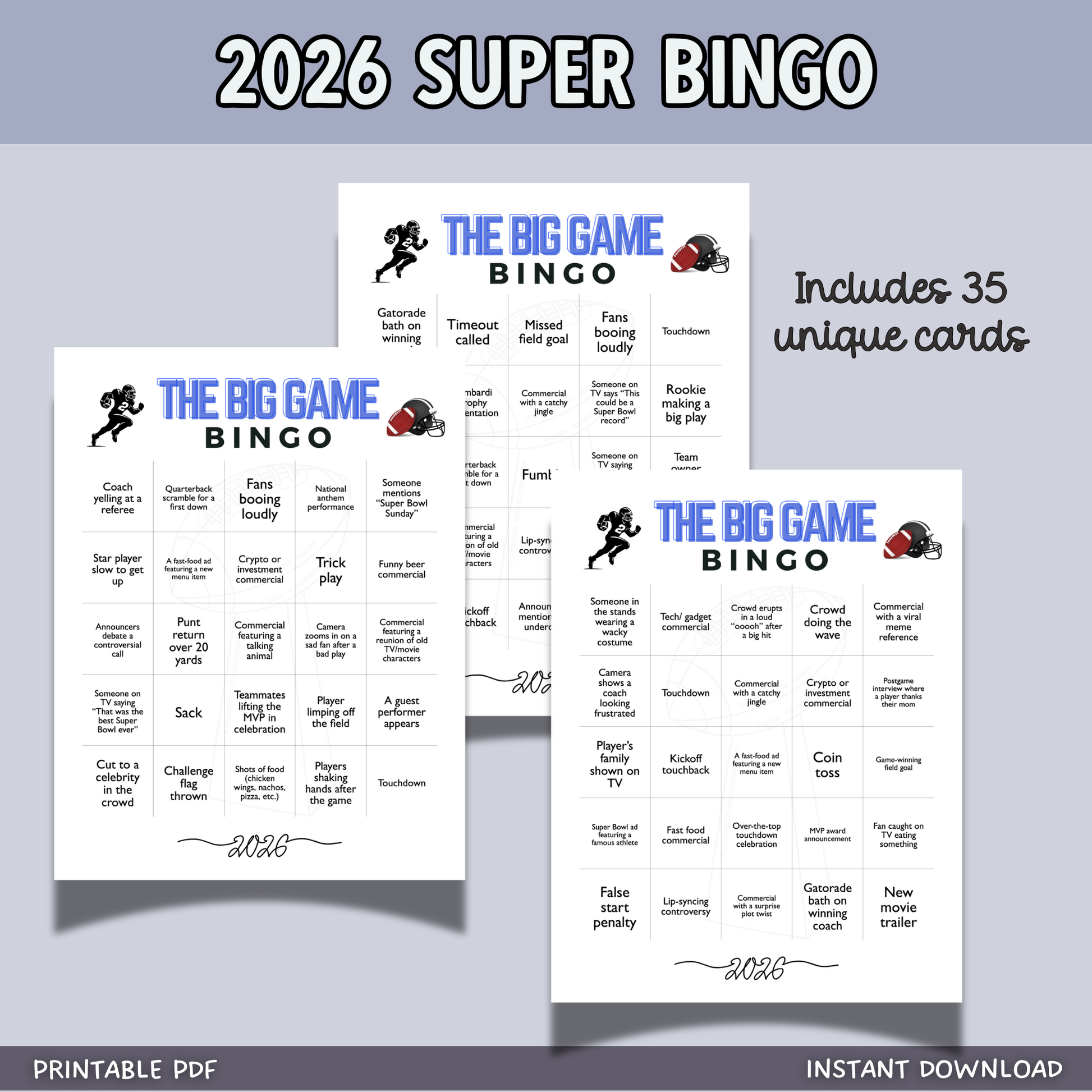 2026 football bingo big game family watch party – scribbled llc