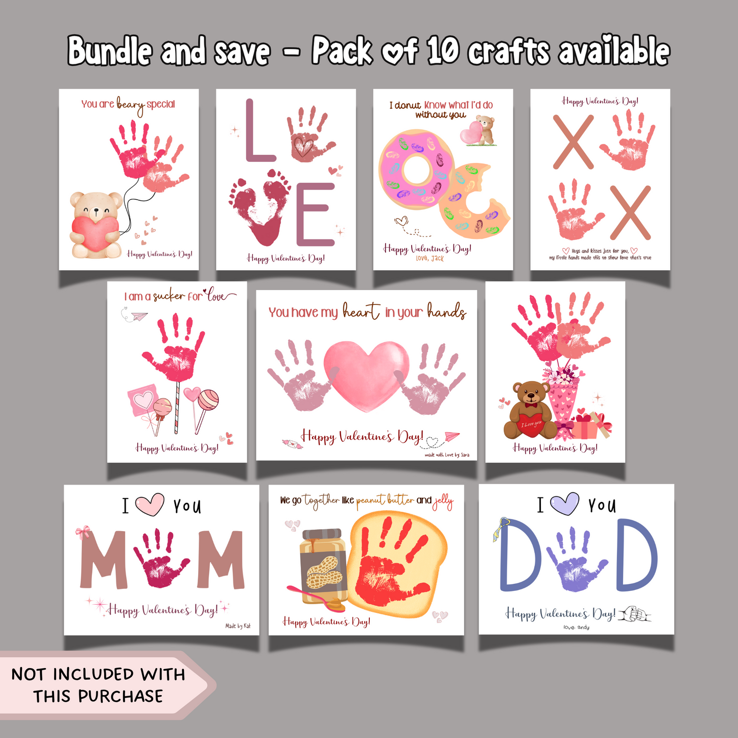 Valentines Handprint Holiday Crafts Printable, DIY Heart Art for Kids Preschool Homeschool Activity