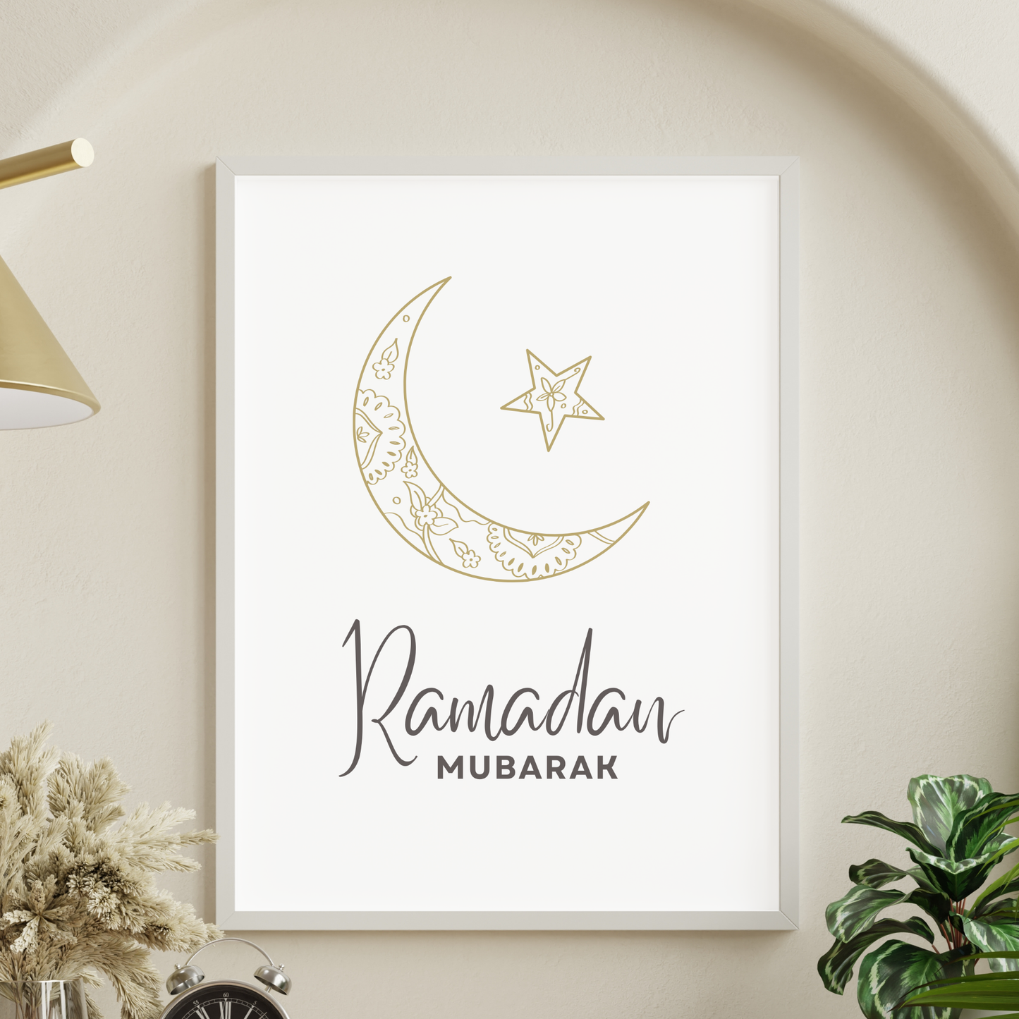 Ramadan Mubarak Crescent Moon Star Poster Printable