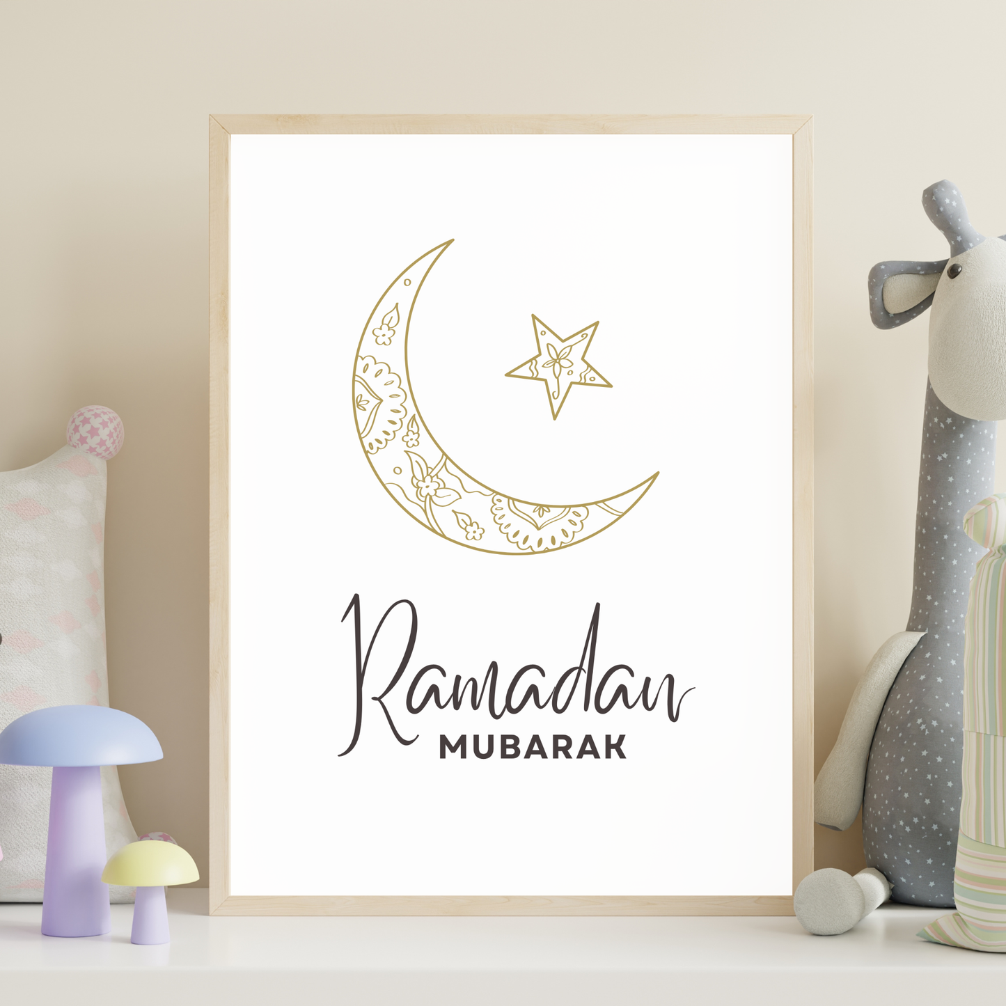 Ramadan Mubarak Crescent Moon Star Poster Printable