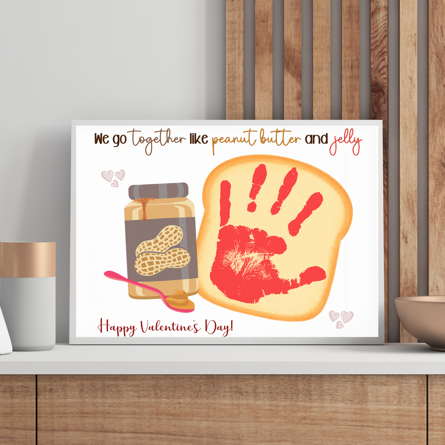 Valentines Day Handprint Holiday Crafts Printable, DIY Art for Kids Nursery Activity Daycare Preschool Homeschool Keepsake