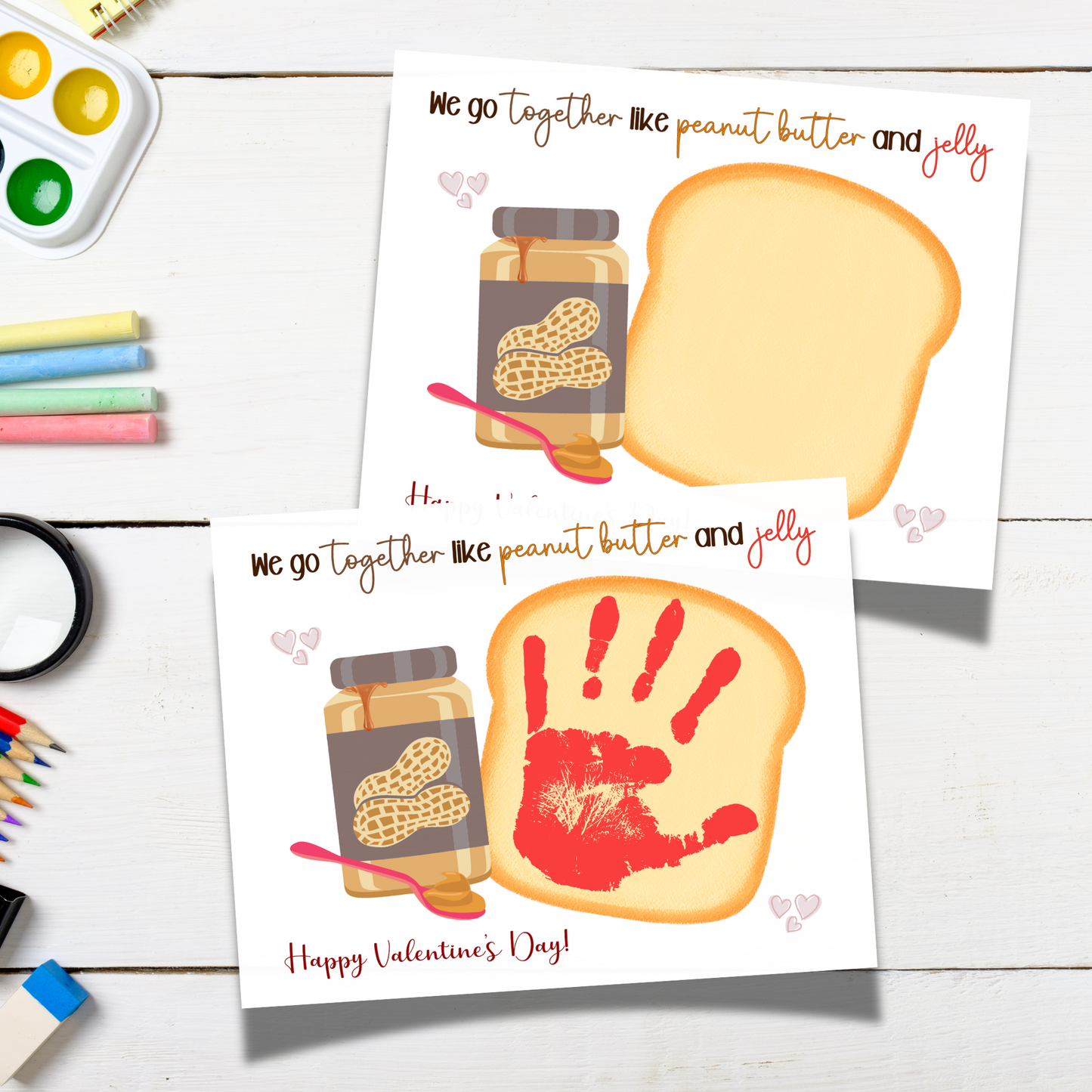 Valentines Day Handprint Holiday Crafts Printable, DIY Art for Kids Nursery Activity Daycare Preschool Homeschool Keepsake