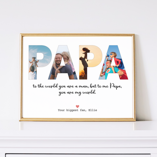 Custom Papa Photo Collage Printable, Personalized Gift for Dad from Kids
