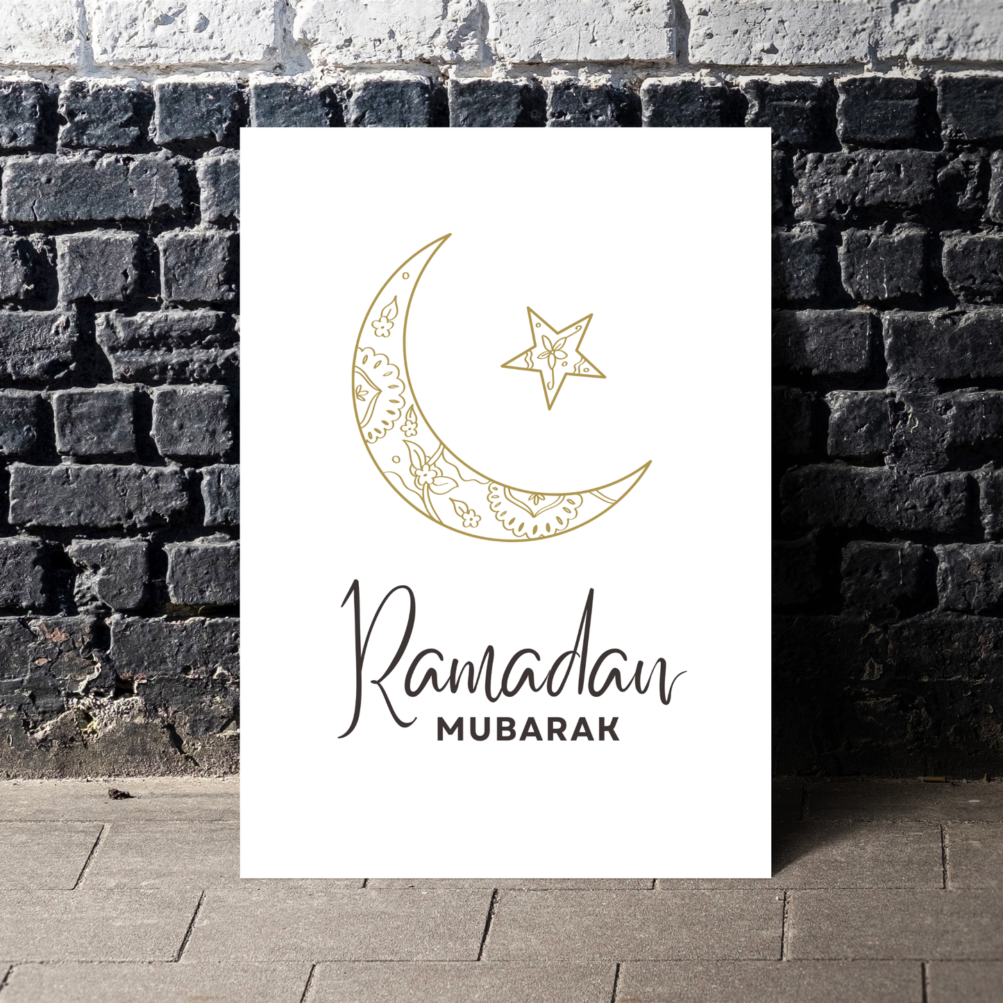 Ramadan Mubarak Crescent Moon Star Poster Printable