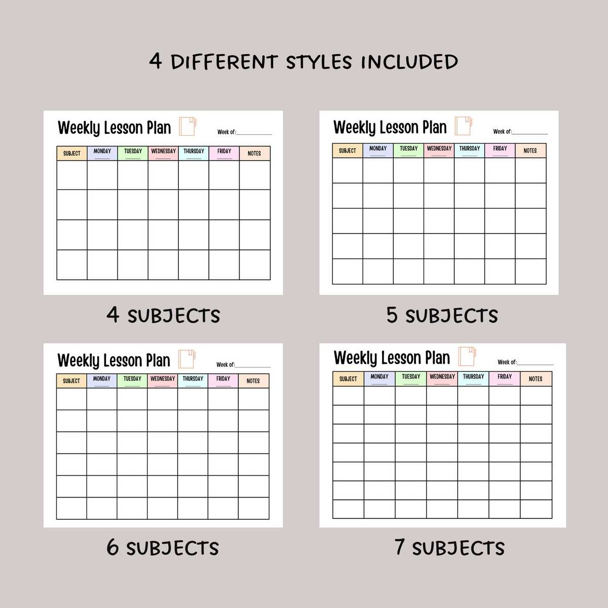 Lesson Planner Week View Weekly Lesson Plan Printable, Editable School Planner Schedule ...