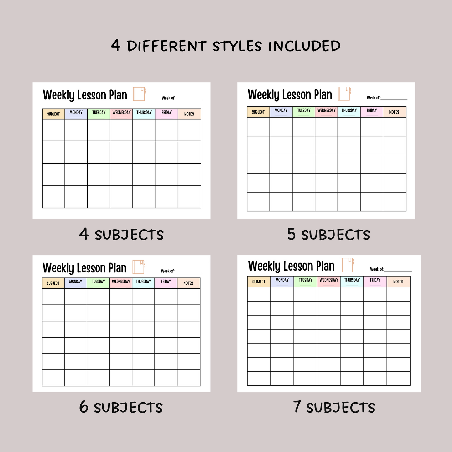 Weekly Lesson Plan Printable, Editable School Planner Schedule